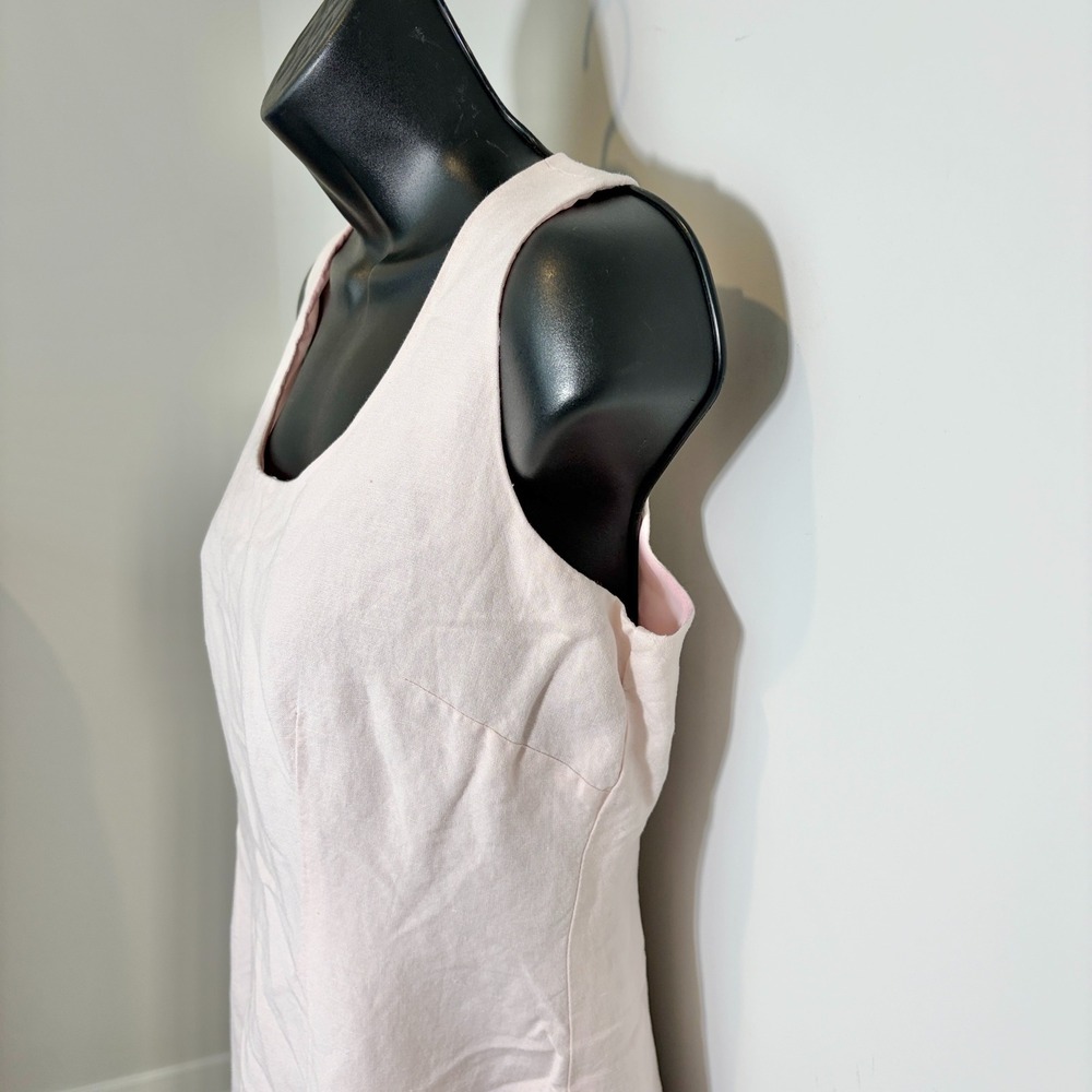 Jessica Howard Vintage Sleeveless Linen Blend Floral Hem Dress 6 Petite Pink - Picture 3 of 12